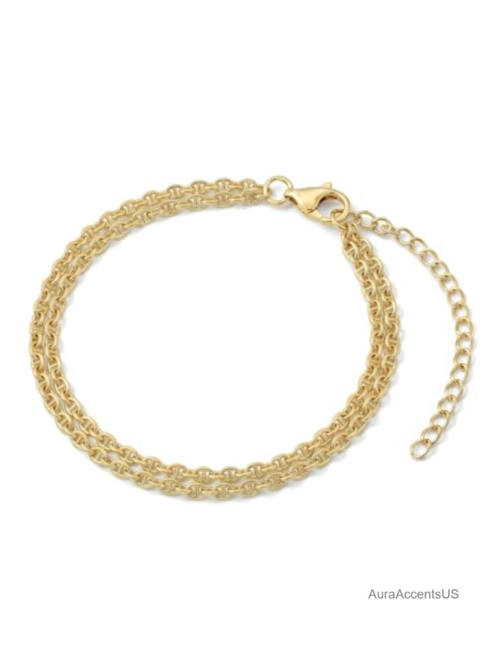 14K Gold Bracelet Dainty Layered Mariner Chain Women Fine Jewelry